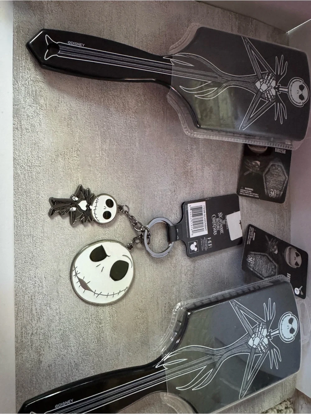 Disney The Nightmare Before Christmas Jack Skellington Keyring & 2 Hairbrushes